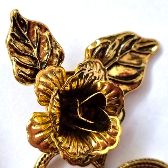 Large Antique Effect Rose & Snake Earrings - Gothic Style - Picture 6 of 8